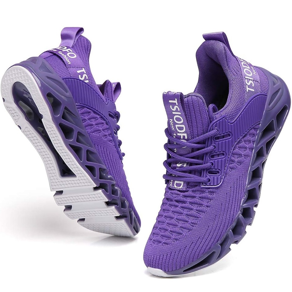 Women's Purple Knit Athletic Sneakers